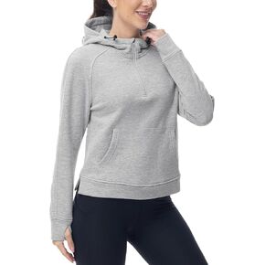 BGOWATU Women's Hoodies 1/2 Zip Pullover Fleece Lined Sweatshirts Collar Crop Sweater with Pockets Thumb Hole in Kuwait