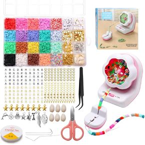 Wiwaplex Clay Bead Spinner Kit, Electric Bead Spinner Set for Jewelry Making with 20 Colors Clay Beads and Beading Accessories in Gift Box for Making Waist, Bracelets or Necklaces