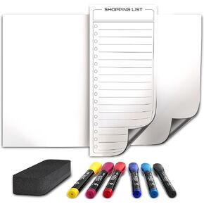 Magnetic Dry Erase Board for Fridge Whiteboard Magnetic White Board Refrigerator Magnet 8"X12" Magnetic Whiteboard for Fridge & Shopping Grocery List - 6 Dry Erase Markers Included