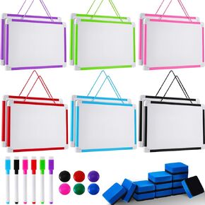 Colarr 12 Set Hanging Magnetic Dry Erase Board 8'' x 12'' Small Double Side White Board Mini Hanging Whiteboard for Kids to Do List Notepad