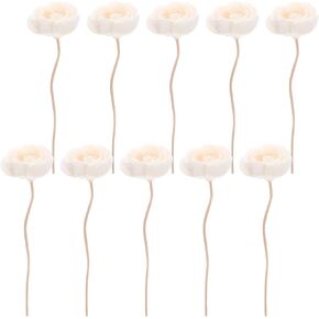 Garneck 10 PCS Natural Rattan Wood Reed Diffuser Sticks - Simulated Rose Flower Reed Diffuser Sticks - Essential Oil Aroma Flower Diffuser Sticks Refill Replacement for Aroma Fragrance