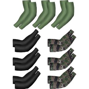 Bememo 9 Pairs Unisex UV Protection Sleeves Cooling Sun Sleeves Long Arm Sleeves Ice Silk Arm Cover Sleeves