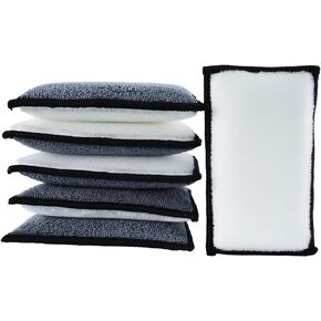 Car Interior Scrubbing Sponge, Microfiber Car Wax Applicator Scrubber, Car Detailing Microfiber Interior Scrub Pad,Washing Sponges for Car, Boat, Wood, Marble and Motorcycle - 6pcs (Gray)