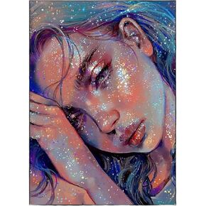 JININQ 5D Diamond Art Painting Kits Shining Girl Diamond Art Painting Kits for Adults Diamond Dots Diamond Art Kits Diamond Gem Art Crafts for Home Wall Decor DIY Gift-12x16inch