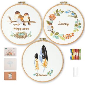 3 Piece Embroidery Kit,Beginner Crochet Kit with Embroidery Pattern Embroidery Hoop,Cross Stitch Kit,Adult Crochet Kit,Hand Embroidery Kit,Arts and Crafts for Adults in Saudi Arabia