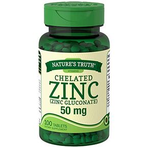 Nature's Truth Zinc 50 mg Chelated Supplements, 100 Count, Pack of 3