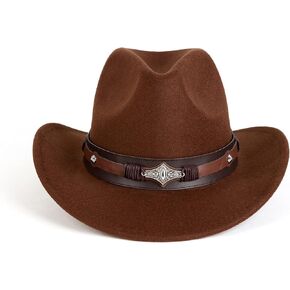Gossifan Womens Classic Western Cowgirl Cowboy Wide Brim Hats with Belt