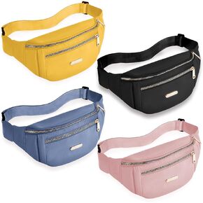 4 Pcs Waterproof Fanny Packs for Women and Men,Adjustable Strap Crossbody Waist Pack,Fashionable Fanny Pack Bulk for Running Hiking Exercise Traveling