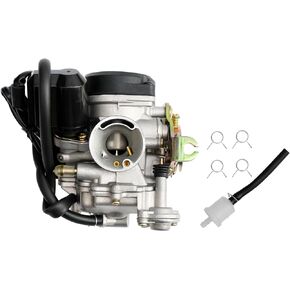 PD18J Carburetor 18mm Replacement for GY6 49cc 50cc 80cc 139QMB 139QMA 4 Stroke Moped Engine for Taotao Kymco Scooter with Fuel Filter Spark Plug Intake Manifold