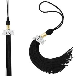 2024 Graduation Tassel, 2 PCS Graduation Cap Tassel Charm, 2024 Tassel Graduation with 2024 Year Silver Date Charms for Graduate Parties Ceremonies Souvenir, Graduation Hat Decoration, Black