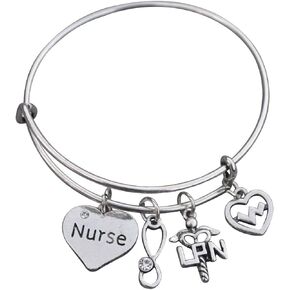 Infinity Collection LPN Gift- LPN Charm Bangle Bracelet- Licensed Nurse Practitioner Jewelry, Nursing Appreciation Gift for Women