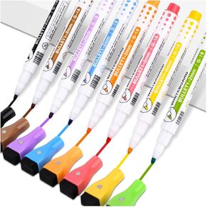 Magnetic Dry Erase Markers, Liquid Chalk Markers Ultra Fine Tip for Acrylic Calendar, Whiteboard Markers with Erasers Cap for Planning Whiteboard, Clear Glass, Low Odor Fine Point Dry Wipe Pens,8Pack