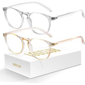 2 Pack Blue Light Glasses For Woman/Men Blue Light Blocking Glasses, Retro Round Anti Eyestrain Computer Glasses