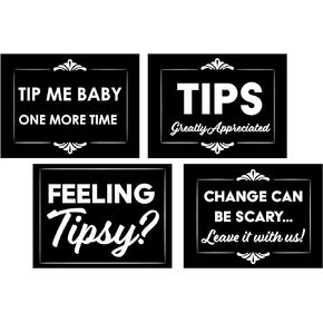 Ultimate Tipping Sticker 4 Pack Tips Greatly Appreciated, Tip Me Baby, Feeling Tipsy, Change Can Be Scary 3x4 All Weather Vinyl Decal Stickers Tip Your Waiter Waitresses Cash Tipping Jar
