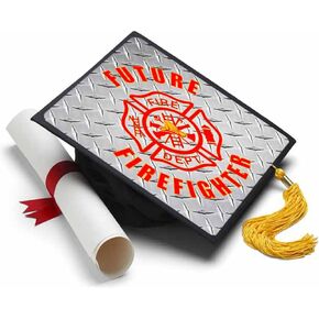 Tassel Toppers - Firefighter Grad Cap Topper, Grad Cap Decorations or Graduation Accessory