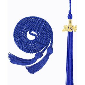 2024 Graduation Tassel Graduation Honor Cords with 2024 Year Charm Ceremonies Accessories for Graduation Cap Hat Student (Gold Blue(Tassel+ Cords))