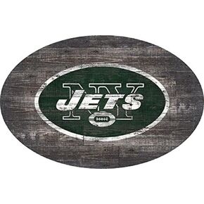 Fan Creations N0773-NYJ: New York Jets 46 Inch Distressed Wood Oval, One Size, Multicolor