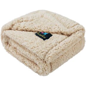 Luciphia Waterproof Dog Blanket Soft Pet Sherpa Calming Thick Blankets,Leakproof Cozy Pet Puppy Blanket for Medium Large Dogs Cats,Sofa Bed Car Couch Protector(Beige,41x31 inches)