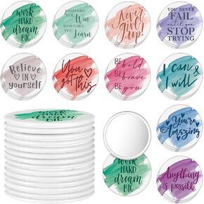 30 Pcs 2.76'' Inspirational Compact Mirrors Bulk Employee Appreciation Gifts Round Portable Pocket Mirror for Women Makeup Glass Mini Mirrors Small Thank You Gifts for Coworkers Teachers Nurses
