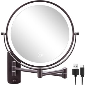 DECLUTTR 8 Inch Wall Mounted Makeup Mirror, 1X/7X Magnifying Mirror, Double Sided Vanity Makeup Mirror for Bathroom, Bronze