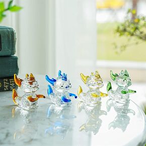 H&D HYALINE & DORA Crystal Dragon Figurine Collectibles Ornament Mini Glass Animal Dragon Figurines Gift Decor for Home Office Table