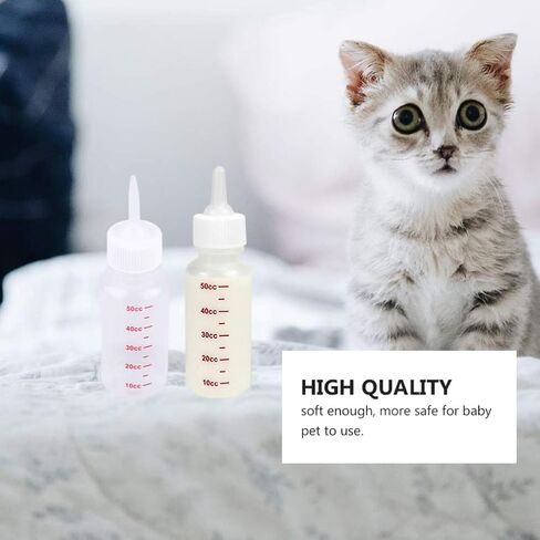 POPETPOP 50ml Milk Feeding Bottle for Pets Hand Feeding Kit for Puppies Kitten Newborn Small Animals Care Pet Supply 5pcs in Saudi Arabia