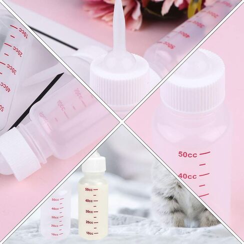 POPETPOP 50ml Milk Feeding Bottle for Pets Hand Feeding Kit for Puppies Kitten Newborn Small Animals Care Pet Supply 5pcs in Saudi Arabia