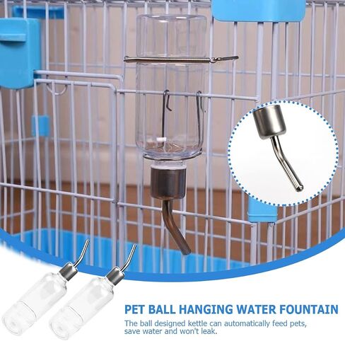 2 Set Water Bottle Stainless Steel Drinking Fountains Water Feeder Water Dispenser Drinking Feeder for Small Pet ,Rabbits Guinea Pigs, Rabbit, Hamster, ZY-bottle-2pcs in Saudi Arabia