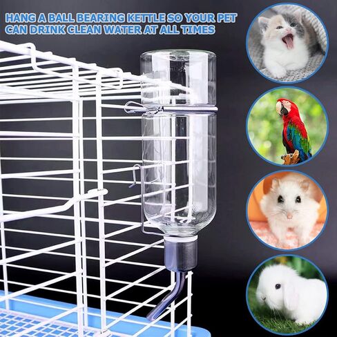 2 Set Water Bottle Stainless Steel Drinking Fountains Water Feeder Water Dispenser Drinking Feeder for Small Pet ,Rabbits Guinea Pigs, Rabbit, Hamster, ZY-bottle-2pcs in Saudi Arabia