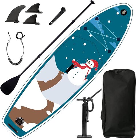 لوح مجداف قابل للنفخ مقاس 9.9 × 33 × 5 مع ملحقات SUP وحقيبة ظهر ممتازة وسلسلة ومجداف ومضخة يدوية وموقف واسع وسطح مريح مانع للانزلاق للشباب والكبار in Kuwait