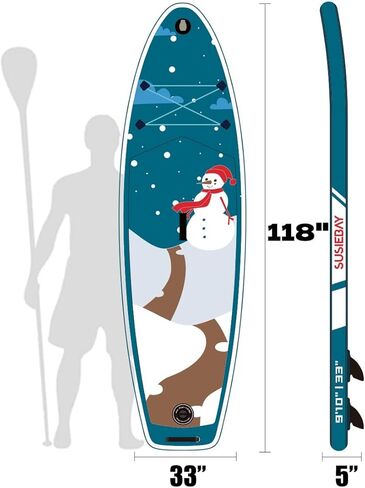 لوح مجداف قابل للنفخ مقاس 9.9 × 33 × 5 مع ملحقات SUP وحقيبة ظهر ممتازة وسلسلة ومجداف ومضخة يدوية وموقف واسع وسطح مريح مانع للانزلاق للشباب والكبار in Kuwait