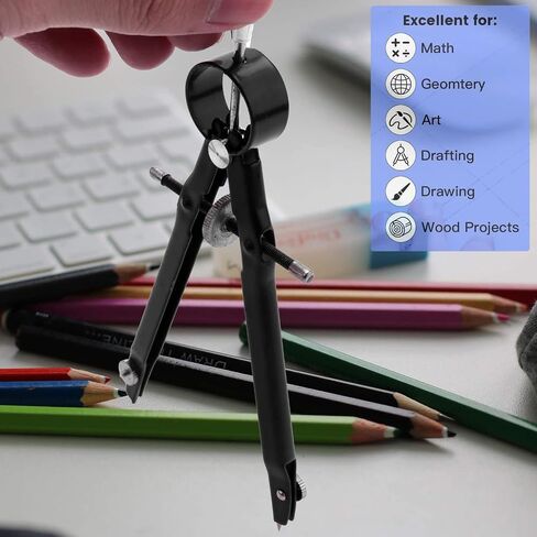 Compass for Geometry, Extra Lead, Math Compass, Drawing Compass, Drafting Compass, Compass Woodworking, Metal Compass, Compass for Students, School Compass, Engineering Compass, Locking Compass in Saudi Arabia
