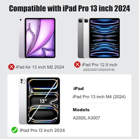واقي شاشة TQLGY لجهاز iPad Pro 13 بوصة M4 (2024، الجيل السابع)، تركيب تلقائي لإزالة الغبار، زجاج مقسى 9H، متوافق مع Face ID وقلم Apple Pencil، شفاف عالي الدقة، مضاد للخدش، عبوة واحدة in Kuwait