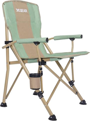 كرسي تخييم مع مسند ذراع صلب مبطن، كرسي تخييم قوي قابل للطي مع حامل أكواب، جيوب تخزين متضمنة، يدعم حتى 400 رطل (أزرق) in Kuwait