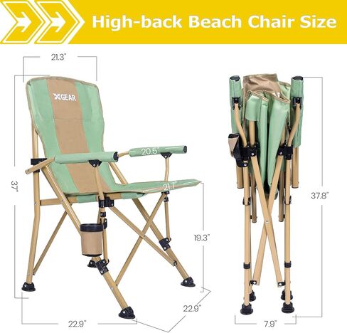 كرسي تخييم مع مسند ذراع صلب مبطن، كرسي تخييم قوي قابل للطي مع حامل أكواب، جيوب تخزين متضمنة، يدعم حتى 400 رطل (أزرق) in Kuwait