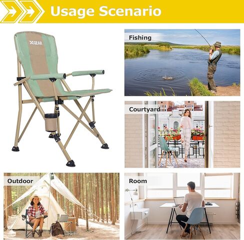 كرسي تخييم مع مسند ذراع صلب مبطن، كرسي تخييم قوي قابل للطي مع حامل أكواب، جيوب تخزين متضمنة، يدعم حتى 400 رطل (أزرق) in Kuwait
