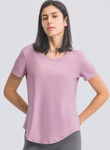 Women's Yoga Short Sleeve Workout Shirt Yoga T-Shirt Athletic Tee Top in Saudi Arabia