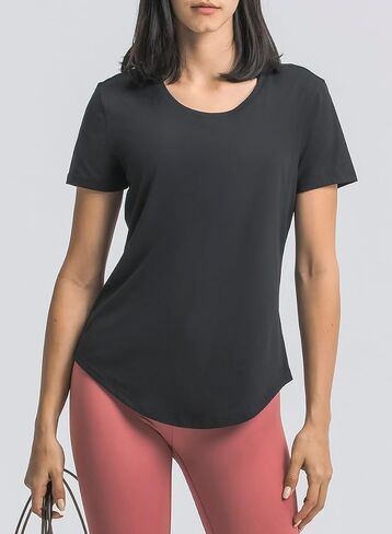 Women's Yoga Short Sleeve Workout Shirt Yoga T-Shirt Athletic Tee Top in Saudi Arabia