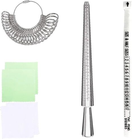 Ring Sizer Measuring Tool Set, Metal Ring Mandrel Ring Sizer Measurement Tool, Measure Ring Size Finger Sizing Set, Jewelry Making Tool US Size 1-13 in Saudi Arabia