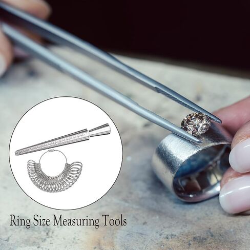 Ring Sizer Measuring Tool Set, Metal Ring Mandrel Ring Sizer Measurement Tool, Measure Ring Size Finger Sizing Set, Jewelry Making Tool US Size 1-13 in Saudi Arabia