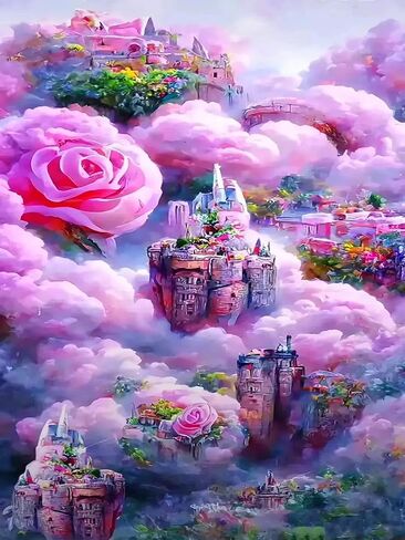 Lunyloer الماس اللوحة، 5D مجموعات الطلاء الماس للبالغين، DIY الحفر الكامل التطريز عبر غرزة الكريستال حجر الراين صور لديكور المنزل جدار الفن 12 × 16 بوصة (القلعة) in Kuwait