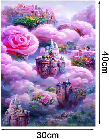 Lunyloer الماس اللوحة، 5D مجموعات الطلاء الماس للبالغين، DIY الحفر الكامل التطريز عبر غرزة الكريستال حجر الراين صور لديكور المنزل جدار الفن 12 × 16 بوصة (القلعة) in Kuwait