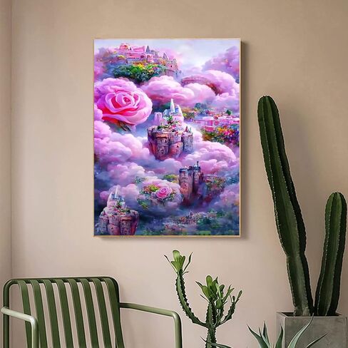 Lunyloer الماس اللوحة، 5D مجموعات الطلاء الماس للبالغين، DIY الحفر الكامل التطريز عبر غرزة الكريستال حجر الراين صور لديكور المنزل جدار الفن 12 × 16 بوصة (القلعة) in Kuwait