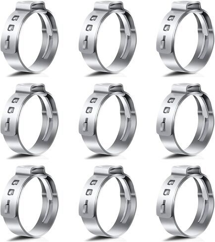50 حزمة 3/8 بوصة PEX Cinch Clamp Rings 304 الفولاذ المقاوم للصدأ Cinch Cinch حلقات تجعيد قرصة المشابك 3/8 "ستبليس خرطوم أذن واحد المشبك لأنابيب PEX وصلات تركيب الأنابيب in Kuwait