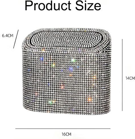 Car Trash Can Bin with Lid Small Leakproof Mini Vehicle Trash Bin Glitter Trash Bags Garbage Dustbin Organizer Container with a Ticket Clip,a Start Engine Circle,2 Hooks(Sliver) in Saudi Arabia