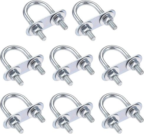 uxcell Round U-Bolts 8 Sets 1.34"(34mm) Inner Width 75mm Length Steel M6 with Nut, Plate, Washer in Saudi Arabia