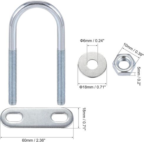 uxcell Round U-Bolts 8 Sets 1.34"(34mm) Inner Width 75mm Length Steel M6 with Nut, Plate, Washer in Saudi Arabia
