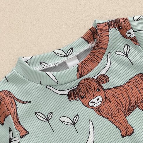 Lesimsam Newborn Baby Boy Girl Western Clothes Cow Print Romper Jumpsuit Short Sleeve One Piece Bodysuit Cute Summer Outfit in Kuwait