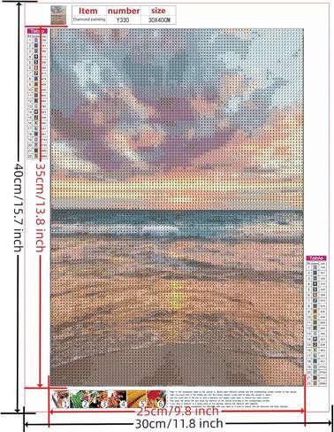 SUOGROLI Sunset Beach 5D DIY Diamond Painting Kits for Adult Without Frame,Sunrise Coast Wall Decoration,100% Full Drill Painting Art 40X30cm/15.7x11.8in in Saudi Arabia