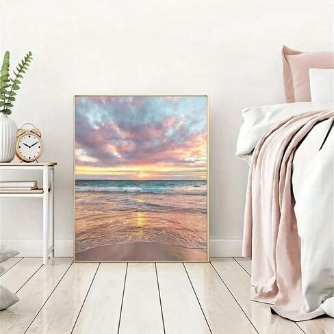 SUOGROLI Sunset Beach 5D DIY Diamond Painting Kits for Adult Without Frame,Sunrise Coast Wall Decoration,100% Full Drill Painting Art 40X30cm/15.7x11.8in in Saudi Arabia